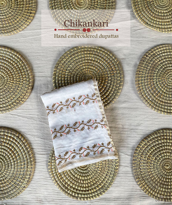 Chikankari Hand Embroidered Dupatta