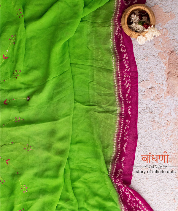 Bandhani Embroided Georgette saree