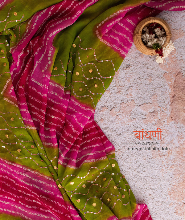 Bandhani Embroided Georgette saree