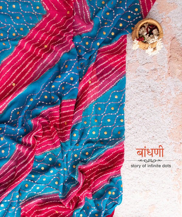 Bandhani Embroided Georgette saree