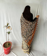 Ajrakh Cotton Handblock Printed Saree