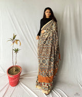 Ajrakh Cotton Handblock Printed Saree