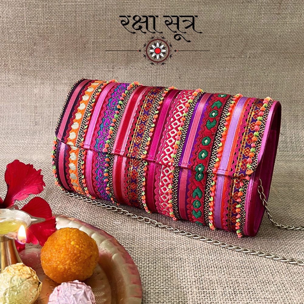 BD-Handmade Traditional Kutchi Embroidery Work Handbag - Red, Pink, Ye –  Sarang