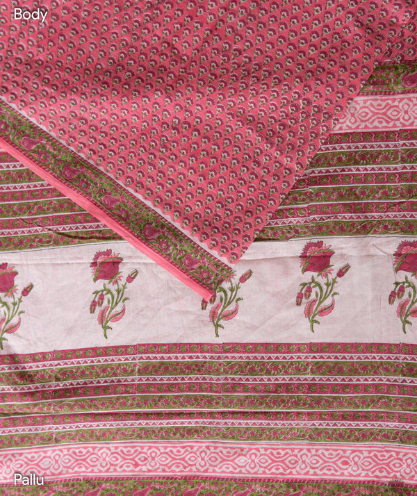 Sanganeer cotton Handblock Printed Saree