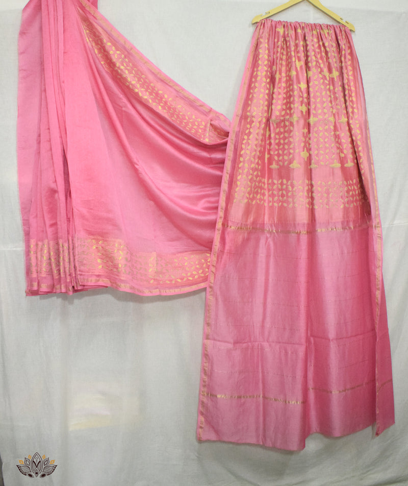 Applique HandStiched Chanderi Saree