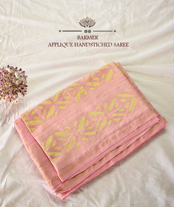 Applique HandStiched Chanderi Saree