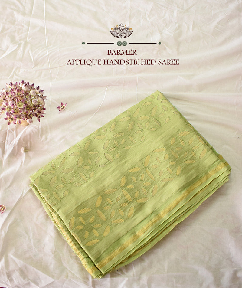 Applique HandStiched Chanderi Saree