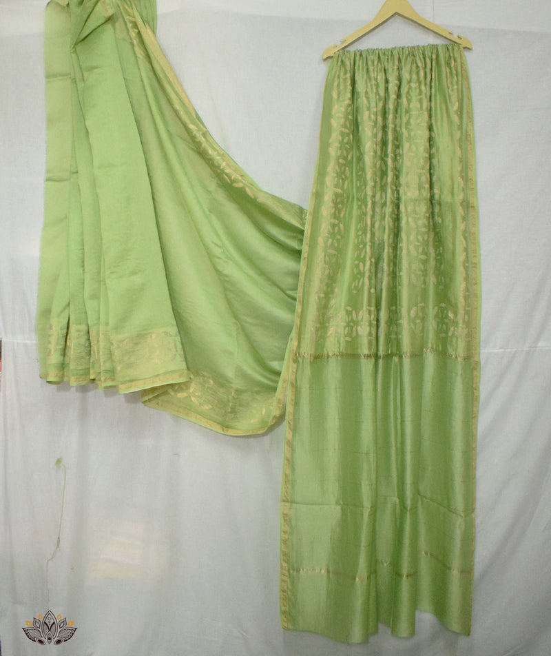 Applique HandStiched Chanderi Saree