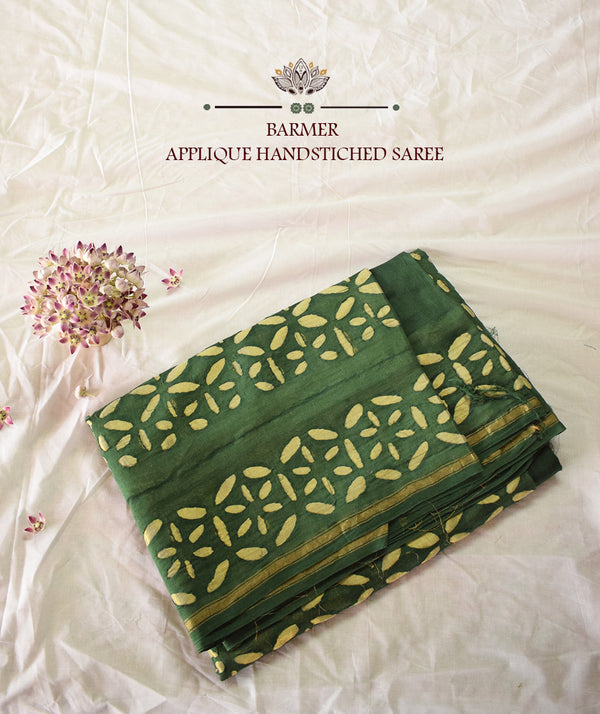 Applique HandStiched Chanderi Saree