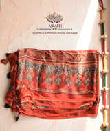 Ajrakh Modal Silk Handblock Printed Saree