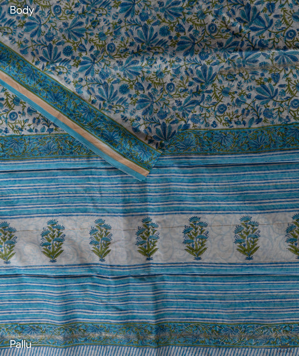 Sanganeer Chanderi Handblock Printed Saree