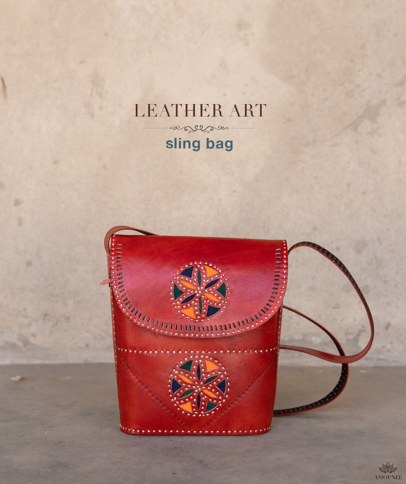 Leather Art Sling Bag