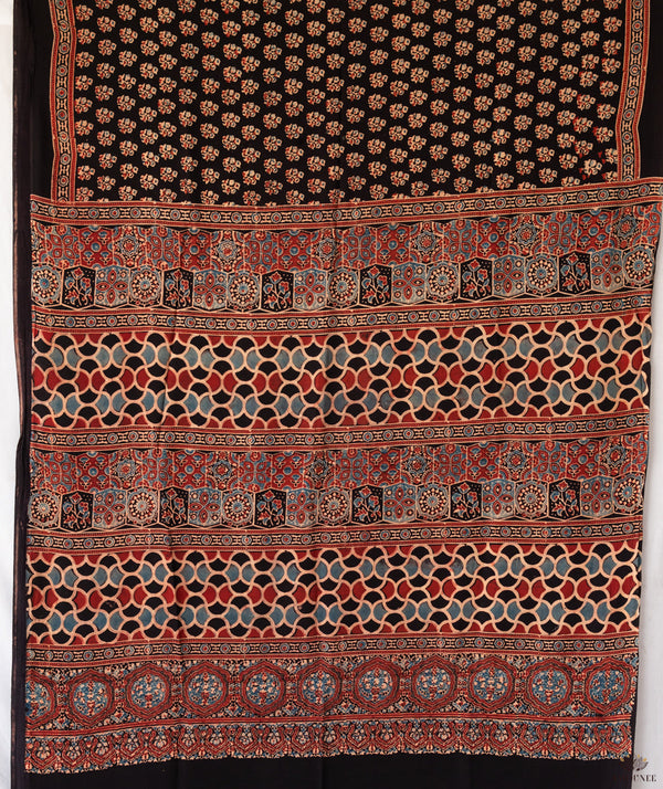 Ajrakh Modal Silk Hand Block Printed Saree