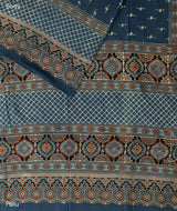 Ajrakh Cotton Handblock Printed Saree