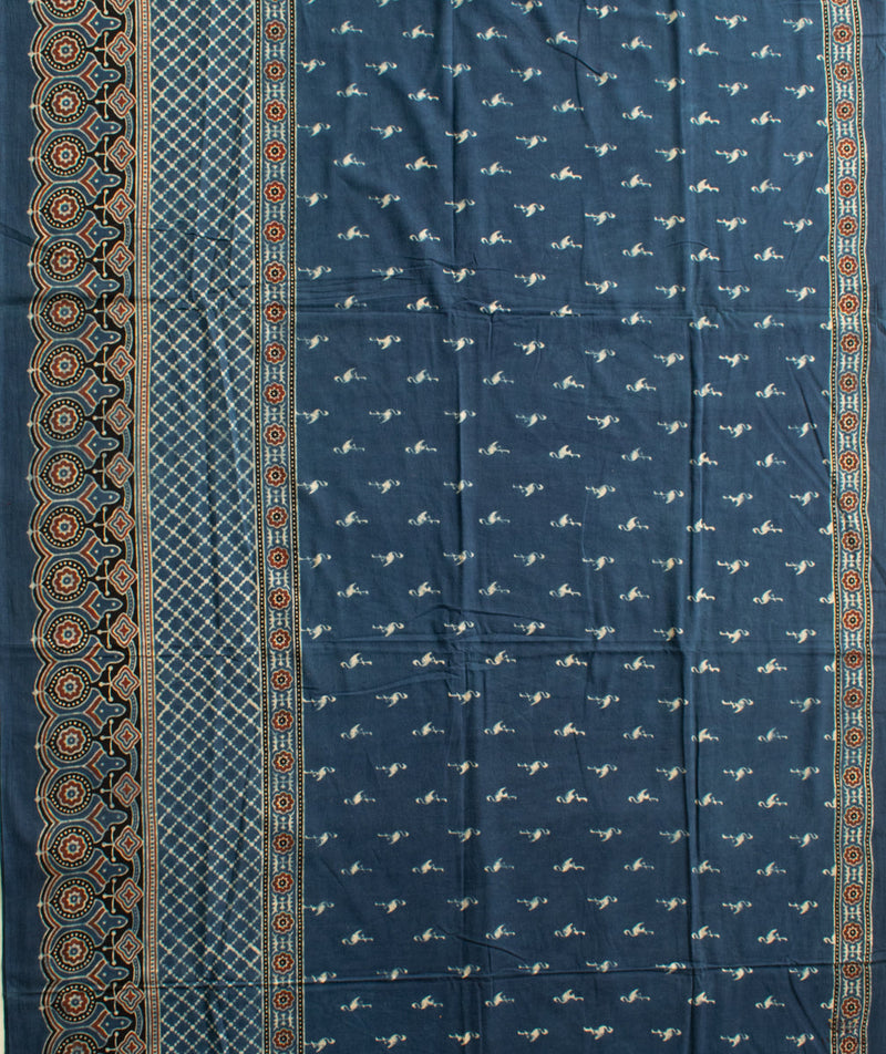 Ajrakh Cotton Handblock Printed Saree