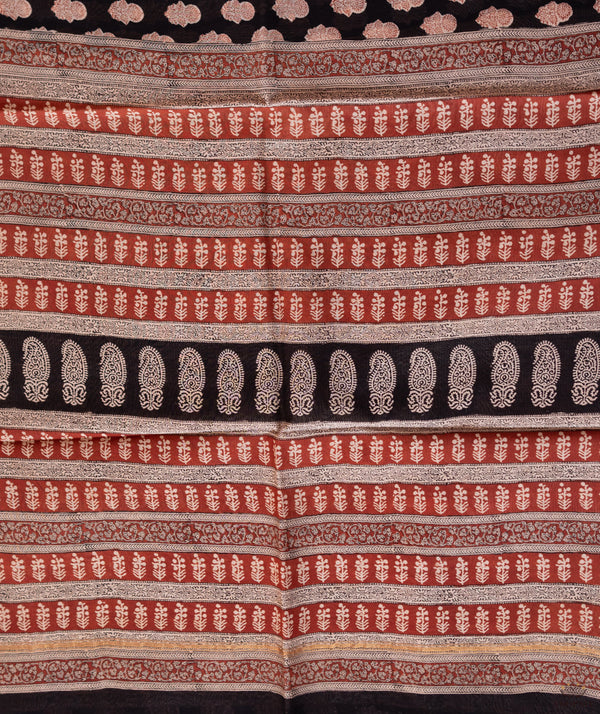 Bagru Handblock Printed Chanderi silk saree