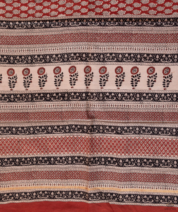 Bagru Handblock Printed Chanderi silk saree