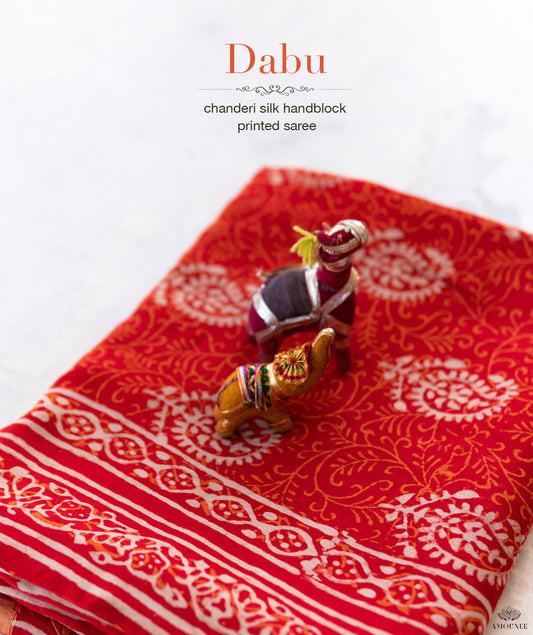 Dabu Handblock Printed Chanderi Silk Saree