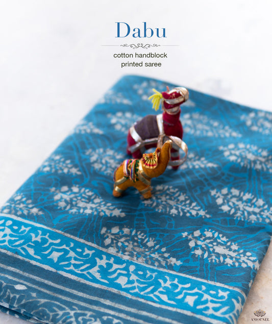 Dabu Handblock Printed Cotton Saree