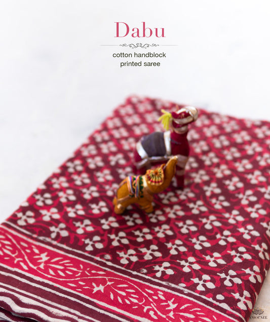 Dabu Handblock Printed Cotton Saree