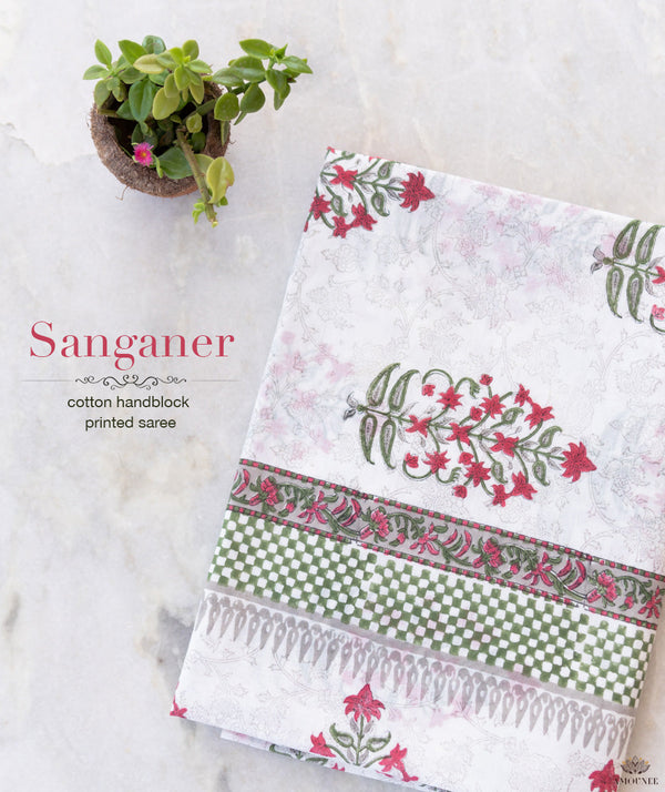 Sanganeer Handblock Printed Cotton Saree