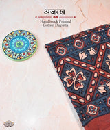 Ajrakh Handblock Printed Cotton Dupatta