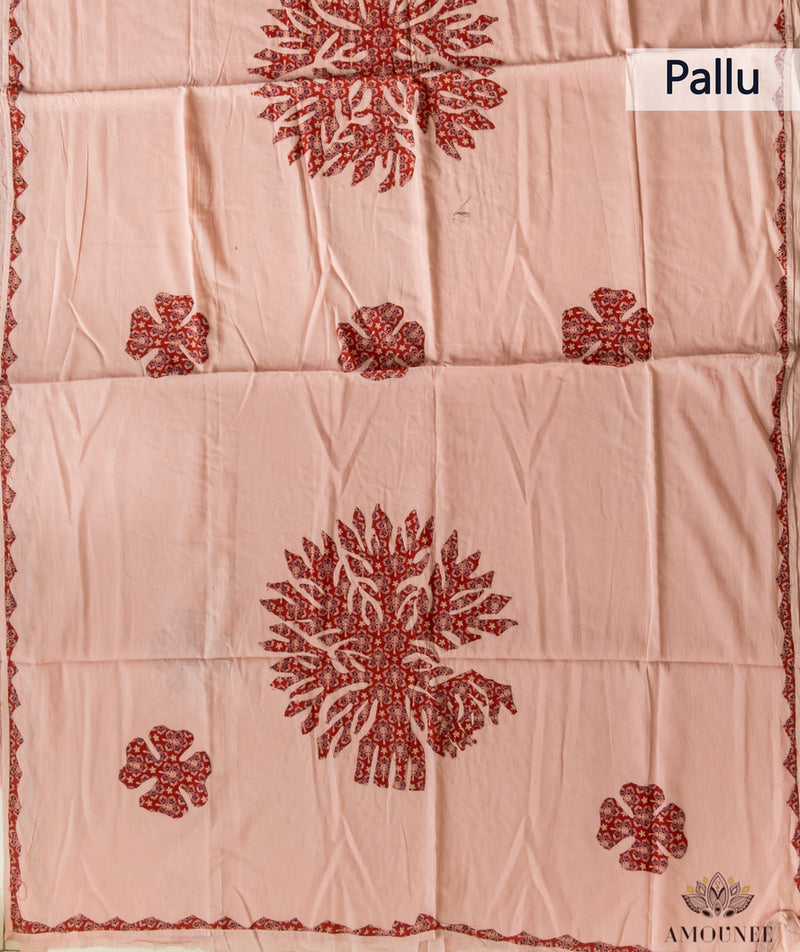 Applique HandStiched Cotton Saree