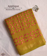 Applique HandStiched Chanderi Saree