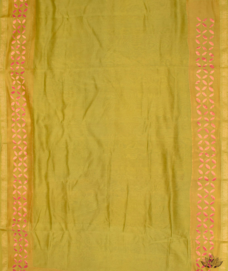 Applique HandStiched Chanderi Saree