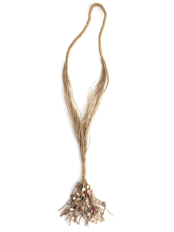 WHE Long Jute And Seashell Necklace