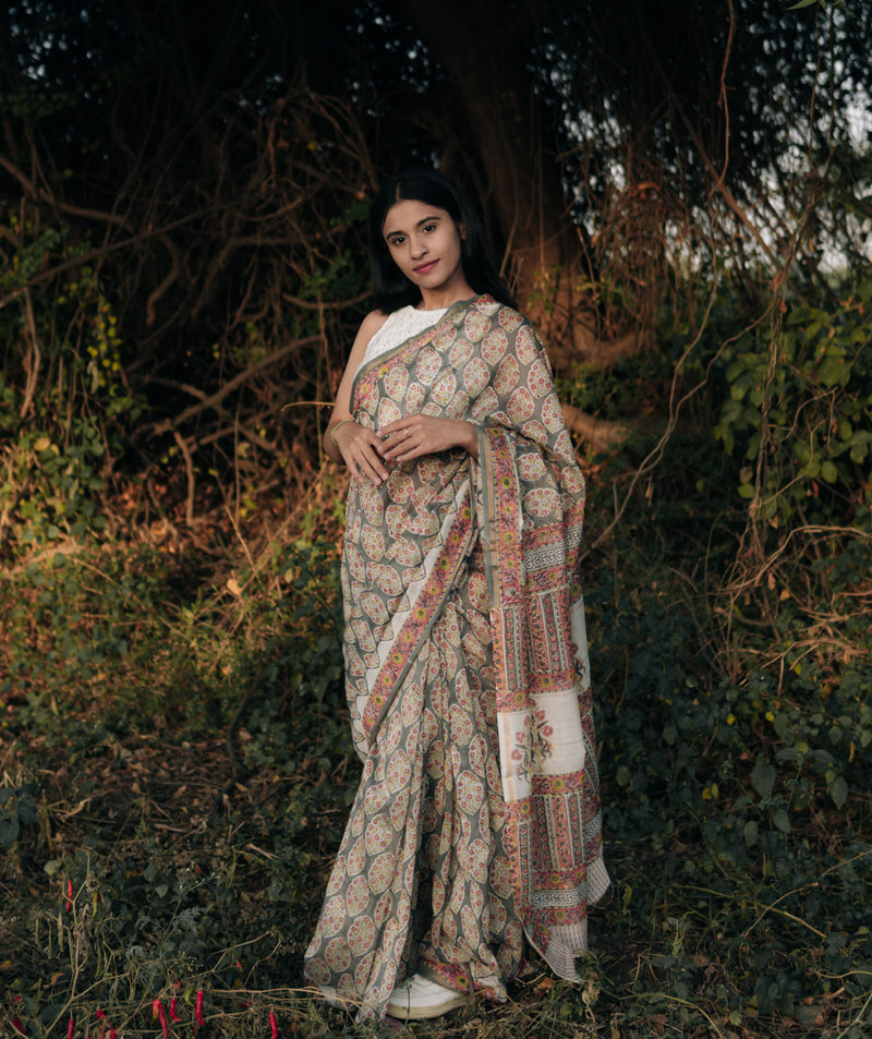 Sanganer Handblock Printed saree