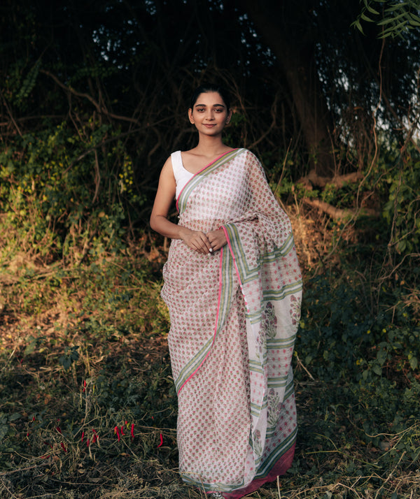 Sanganer Handblock Printed saree