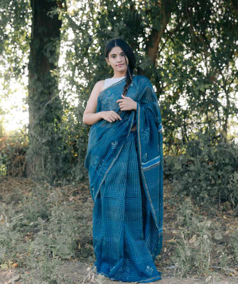 Dabu Handblock Printed saree – AMOUNEE - Handloom & Handicraft