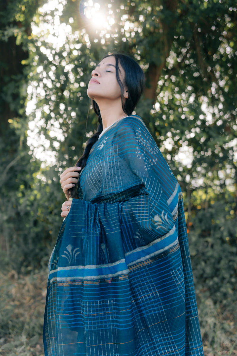 Dabu Handblock Printed saree