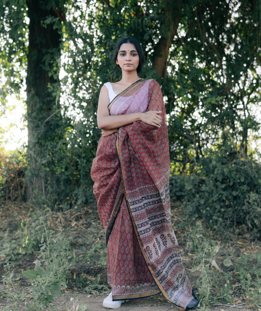 Bagru Handblock Printed saree