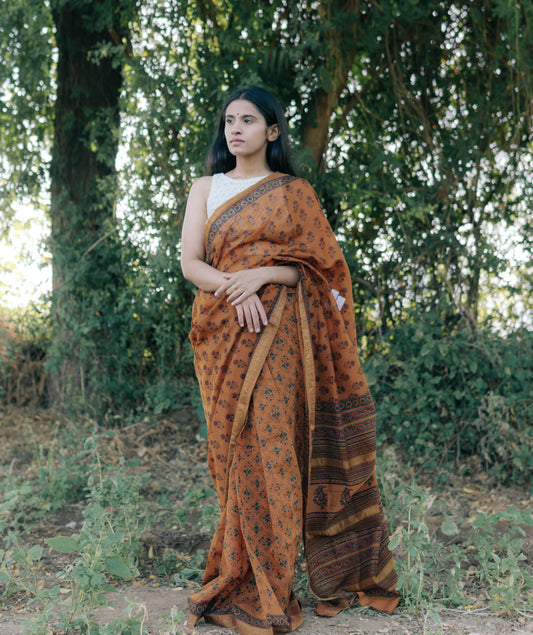 Bagru Handblock Printed saree