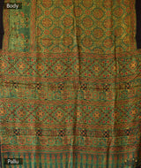 Ajrakh modal silk hand block printed saree