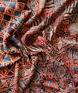 Ajrakh modal silk hand block printed saree