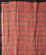 Ajrakh modal silk hand block printed saree