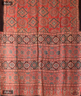 Ajrakh modal silk hand block printed saree