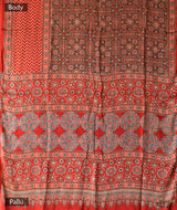 Ajrakh Modal Silk Hand Block Printed Saree