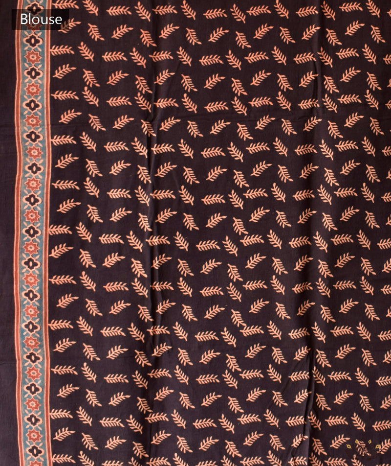 Ajrakh Cotton Handblock Printed Saree