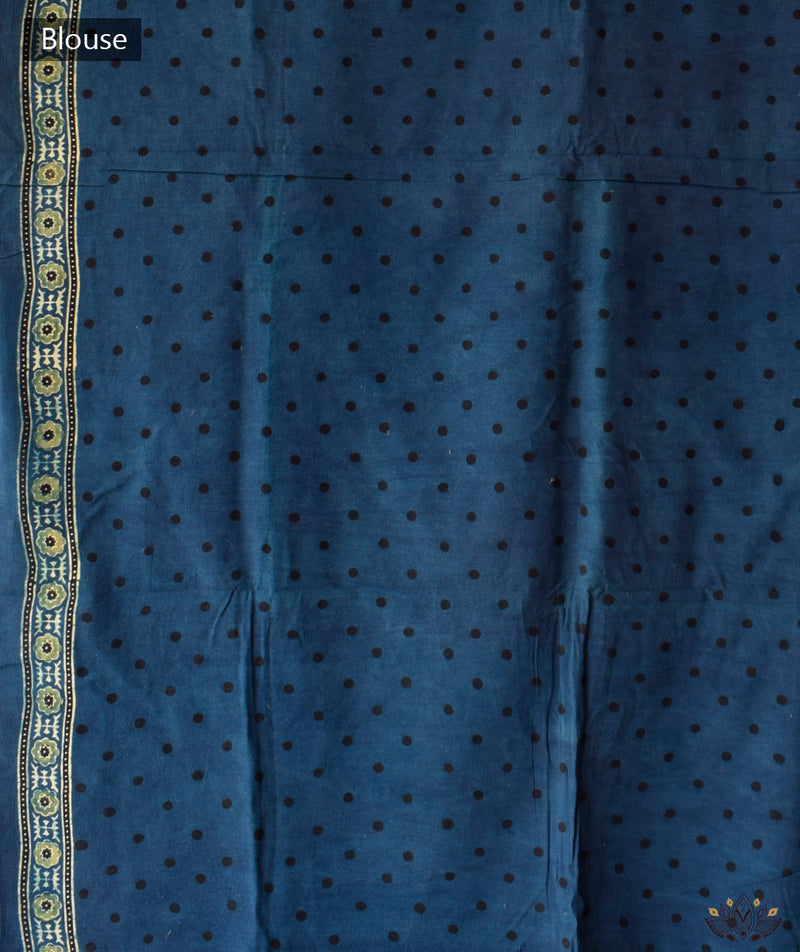 Ajrakh Cotton Handblock Printed Saree