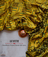 Ajrakh modal silk hand block printed saree