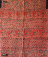 Ajrakh modal silk hand block printed saree