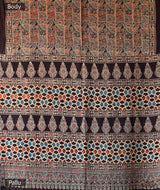 Ajrakh modal silk hand block printed saree