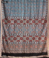 Ajrakh Silk Hand Block Printed Saree