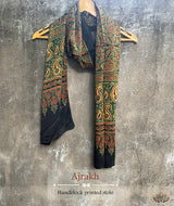 Ajrakh modal silk hand block printed stole