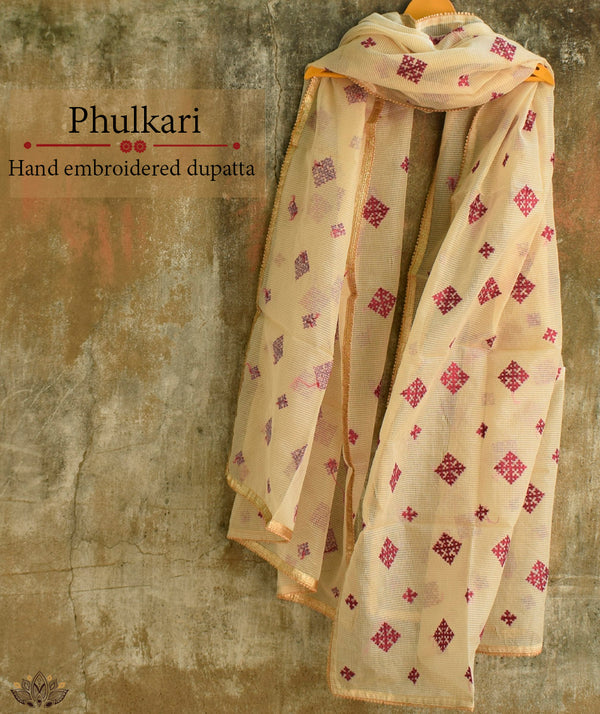 Phulkari Hand Embroidery Dupatta