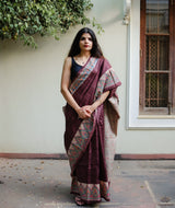 Madhubani Pure Tussar silk Hand Painted Saree